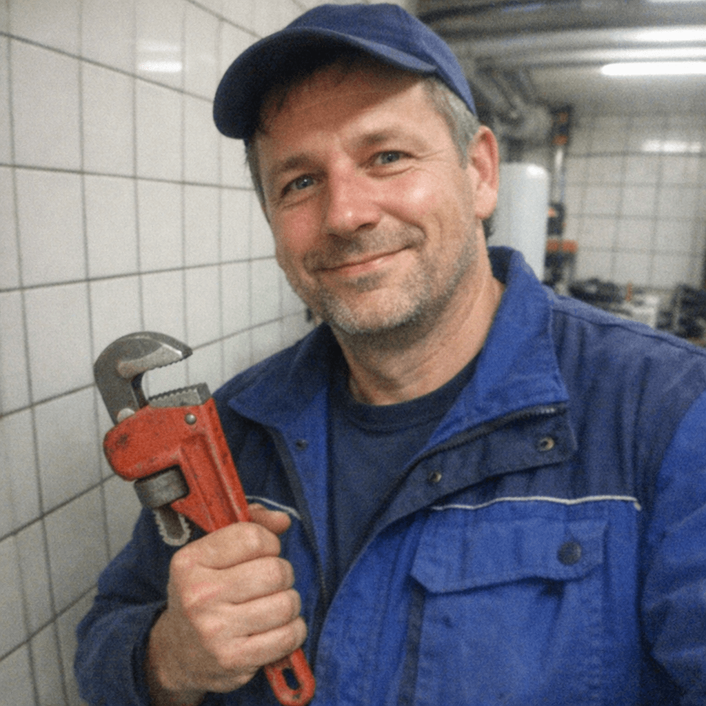 Freundlicher Heizungsmonteur bereit für den Einsatz